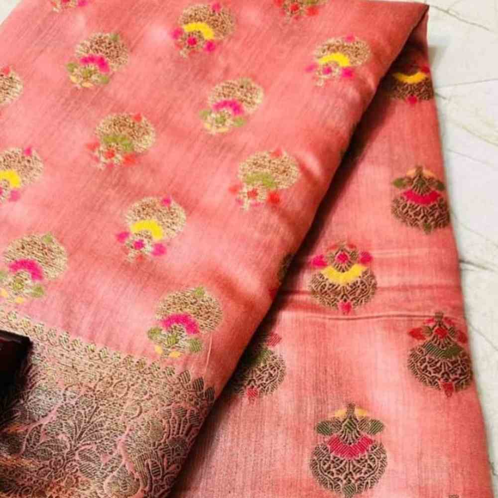 Tussar Saree with Madhubani Bride, Doli, and Kaahar Painting